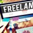Bilgisayar; klavye üzerinde bir el, ekranda "FREELANCE" yazısı