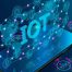 Design- letters "IOT" floating in the air over a smartphone