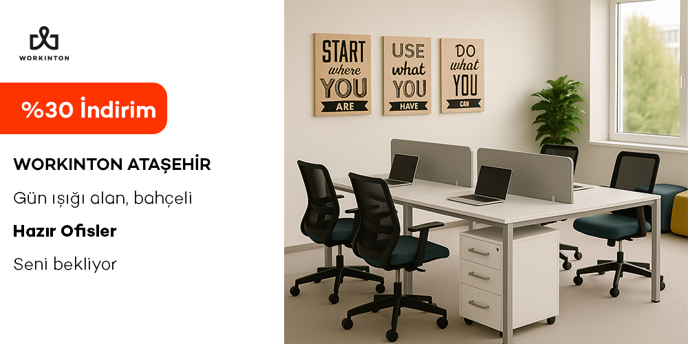 Workinton Ataşehir ofis görseli + %30 indirim mesajı
