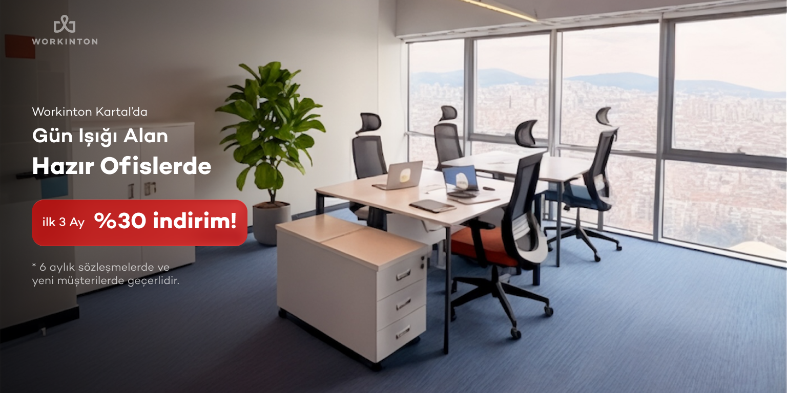 Workinton Kartal ofis görseli- %30 indirim mesajı