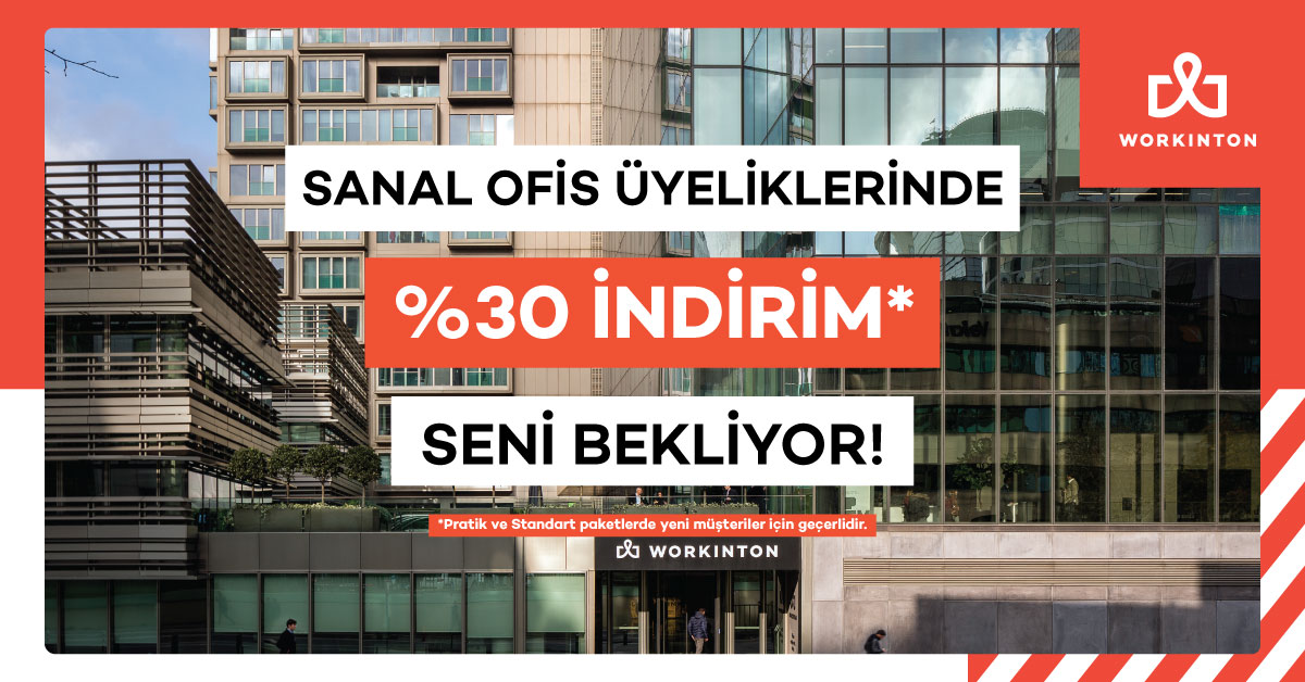 Workinton'da Ocak ayı boyunca yeni Sanal Ofis üyeliklerinde %30 indirim- Pratik ve Standart paketler için geçerlidir